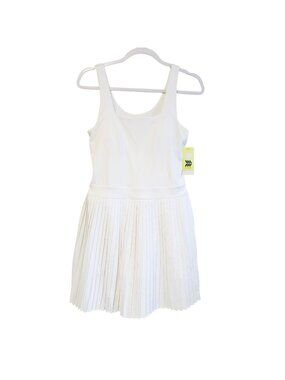 All In Motion White Pleated Active Dress Size M Sustainable Polyester Blend